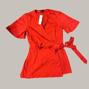 NWT Orange Ann Taylor Wrap-Around Tie Blouse Women's Small